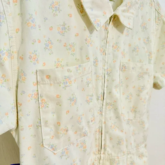 Urban Outfitters Nuuly Rosetta Floral Romper utility shorts tie sash size large - Picture 7 of 17